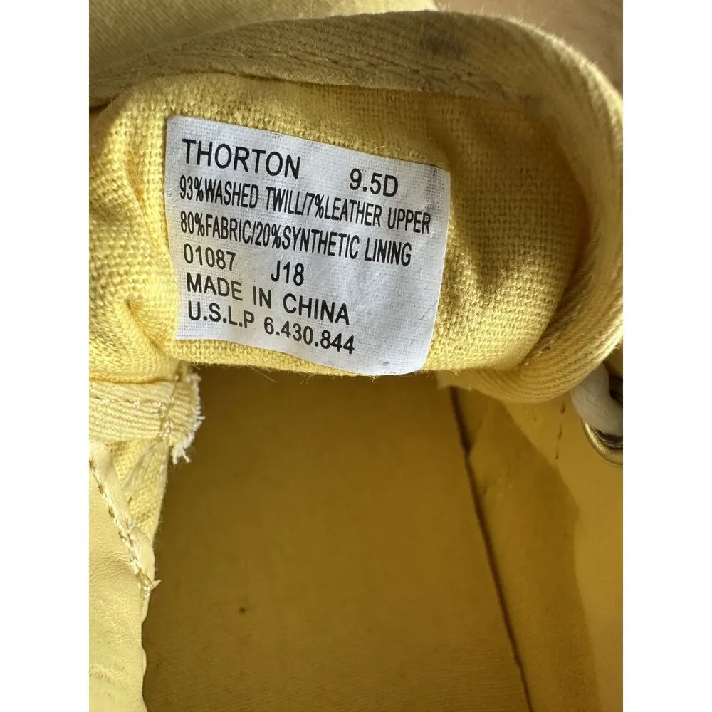 Polo Ralph Lauren Thorton Men’s 9.5D Yellow Washed Twill Canvas Sneakers